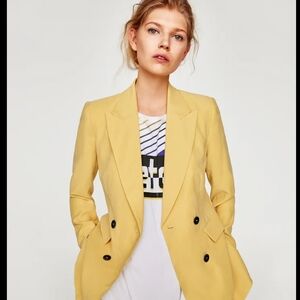 Zara Mustard Double-Breasted Blazer